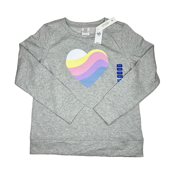 GAP Other - NWT Gap Girls Size L (10/12) Terry Lined Long Sleeve Heart Pullover Sweatshirt